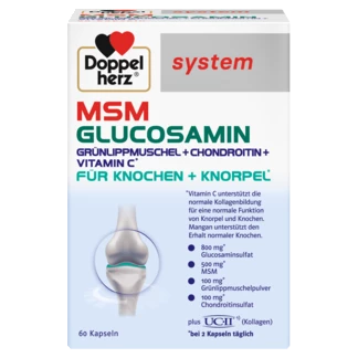 Abbildung der Produktverpackung Doppelherz system MSM Glucosamin Frontansicht